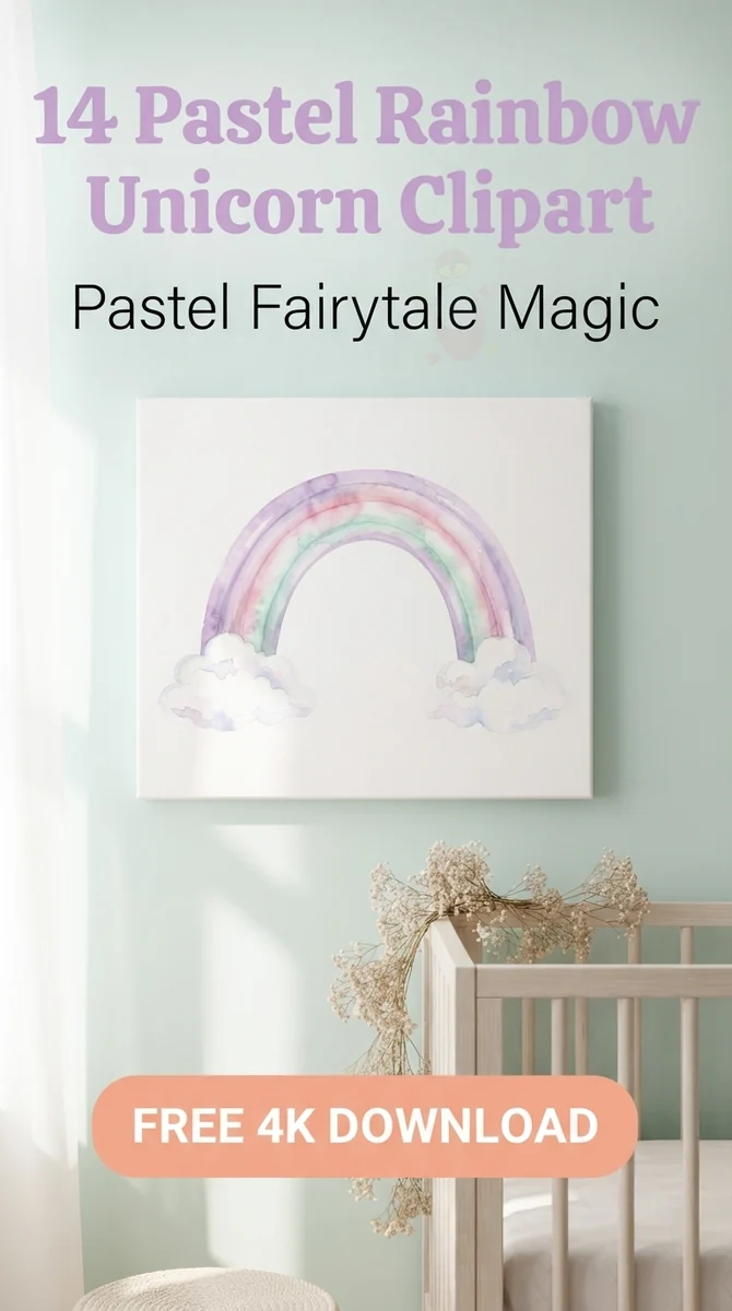 Free Pastel Watercolor Rainbow PNG | Fluffy Cloud Clipart β Dreamy Pastel Unicorns | Nursery & Party Clipart watercolor clipart