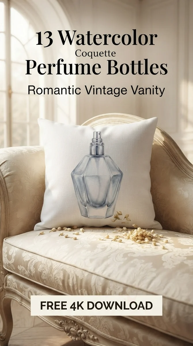 Free Frosted Atomizer Clipart PNG | Vintage Crystal Perfume Bottle — Coquette Vanity | Watercolor Perfume PNG Clipart watercolor clipart