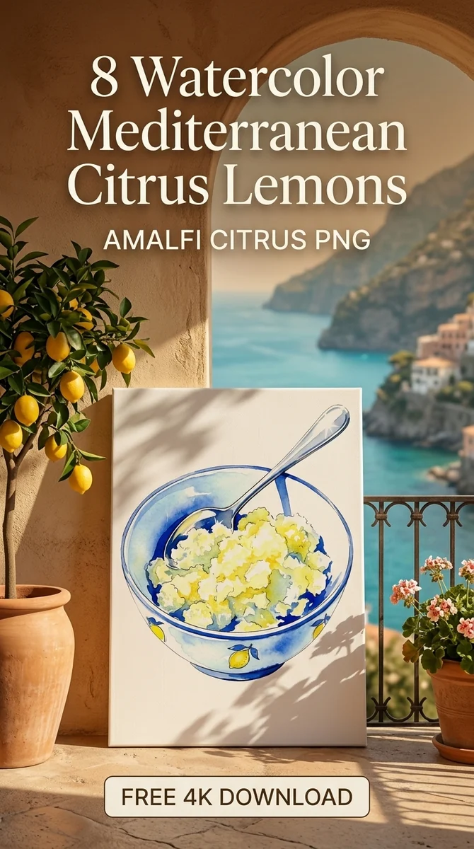 Free Lemon Granita PNG | Italian Dessert Clipart β Mediterranean Citrus | Amalfi Lemon Clipart PNG watercolor clipart