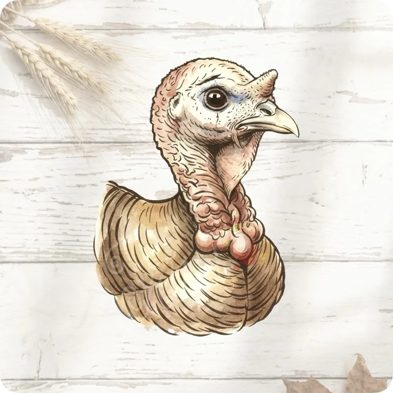 Free Sepia Vintage Turkey PNG | Rustic Farmhouse Bird Clipart — Rustic Farm Bird Clipart | Watercolor Turkey Duck watercolor clipart