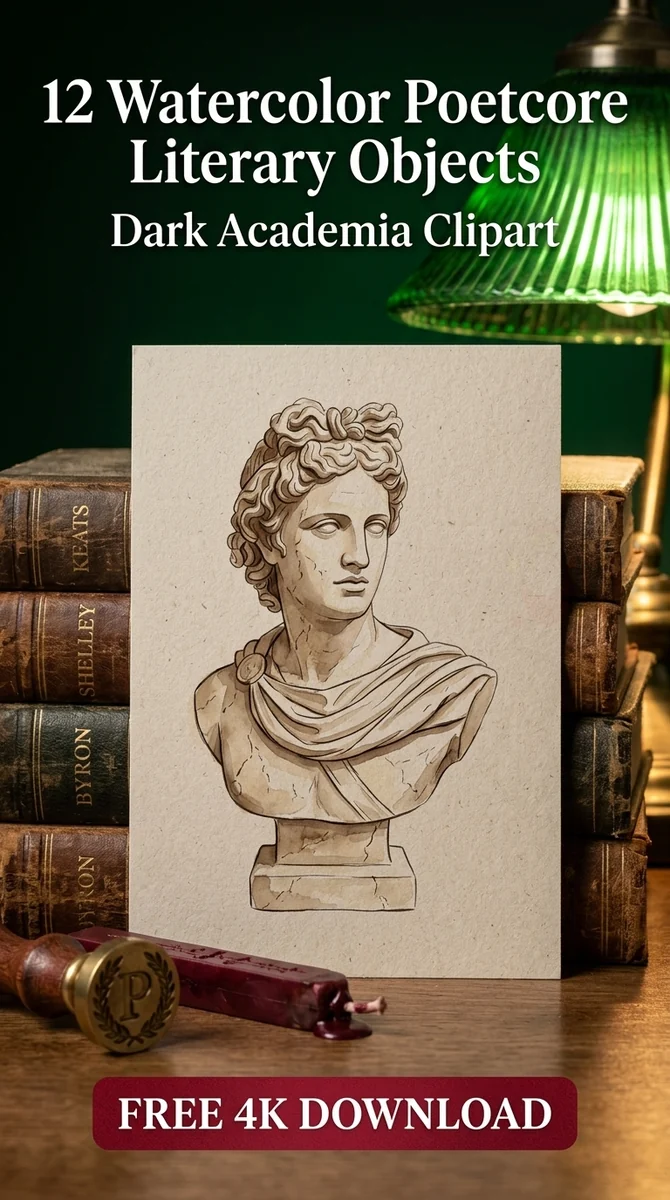 Free Classical Marble Bust PNG | Poetcore Statue Clipart — Dark Academia | Poetcore Literary Clipart watercolor clipart