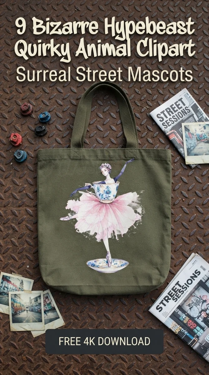 Free Teacup Ballerina PNG | Bizarre Floral Ballet Clipart — Hypebeast Streetwear Clipart | Quirky PNGs watercolor clipart