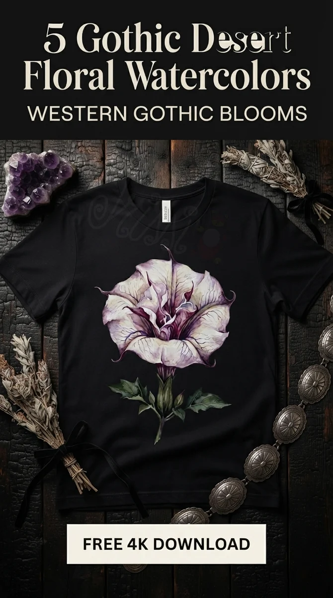 Free Datura Moonflower PNG | Gothic Desert Floral Clipart β Western Gothic | Dark Desert Florals Clipart watercolor clipart