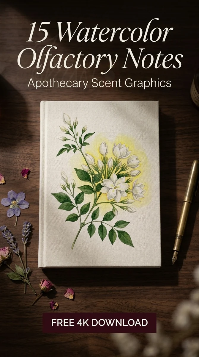 Free White Jasmine Fragrance PNG | Aromatherapy Botanical Clipart โ Apothecary & Scent Graphics | Perfume Clipart watercolor clipart