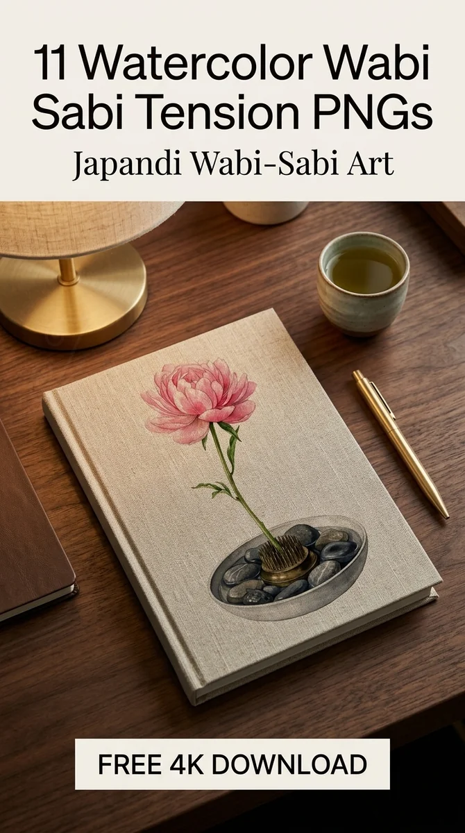 Free Pink Peony & River Stones PNG | Wabi Sabi Floral Clipart — Wabi Sabi Clipart | Minimalist Japandi Floral PNGs watercolor clipart