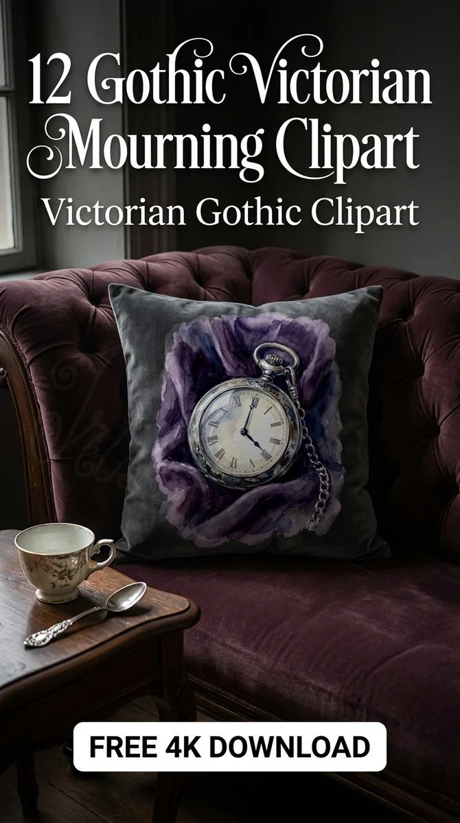 Free Stopped Pocket Watch PNG | Gothic Victorian Antique Clock Clipart — Gothic Victorian Mourning Dark Whimsigoth Clipart watercolor clipart