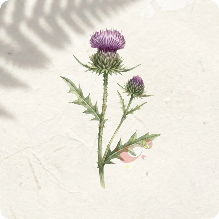 Free Classic Scottish Thistle PNG | Bold Watercolor Botanical — Scottish Botanical Clipart | Thistle & Heather PNG watercolor clipart