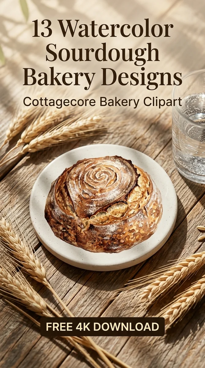 Free Rustic Sourdough PNG | Artisan Bread Clipart β Sourdough Clipart | Cottagecore Bakery PNG watercolor clipart