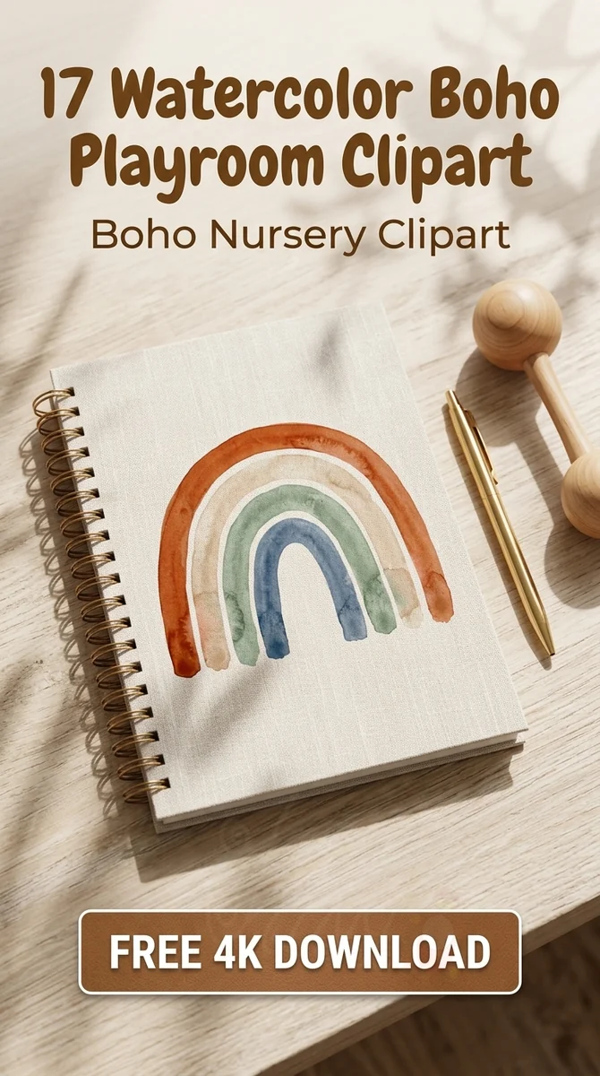 Free Earth Tone Boho Rainbow PNG | Watercolor Bohemian Arch Clipart — Boho Nursery Clipart | Playroom Watercolor PNGs watercolor clipart