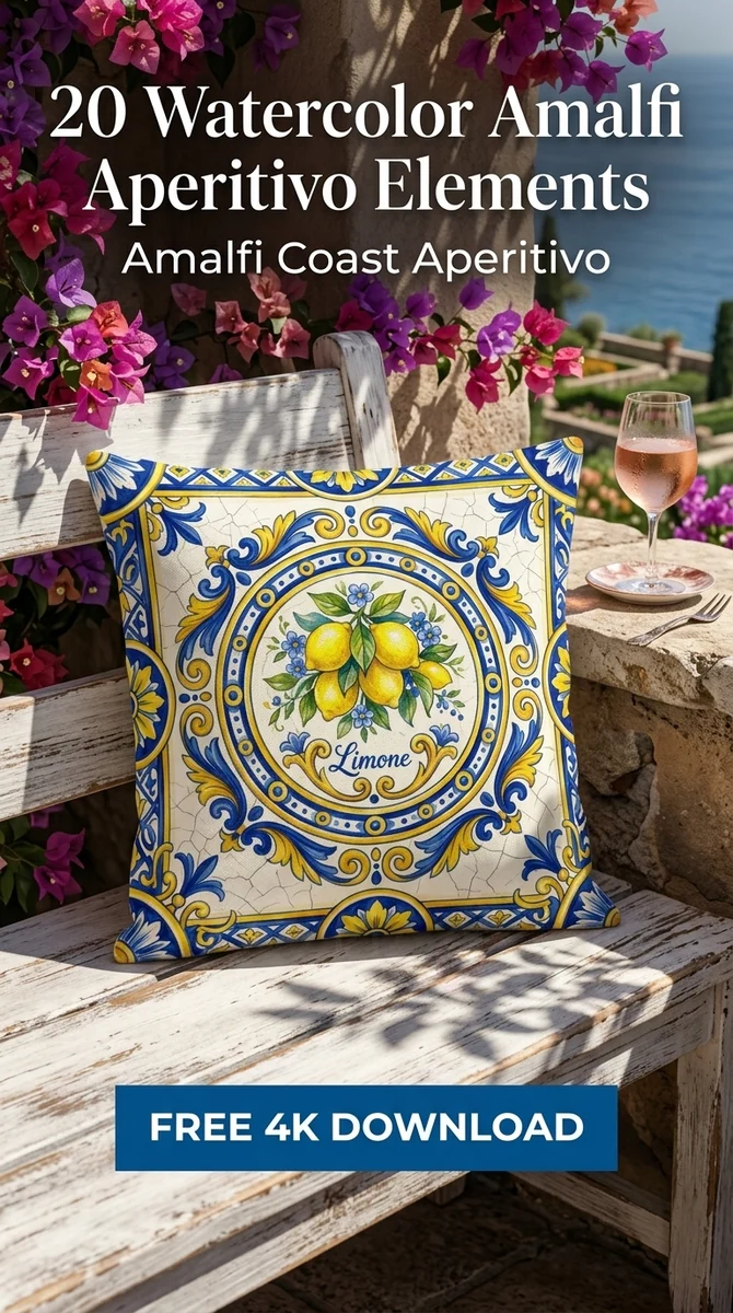 Free Majolica Ceramic Tile PNG | Italian Lemon Pattern Clipart β Amalfi Italian Summer | Watercolor Clipart PNG watercolor clipart