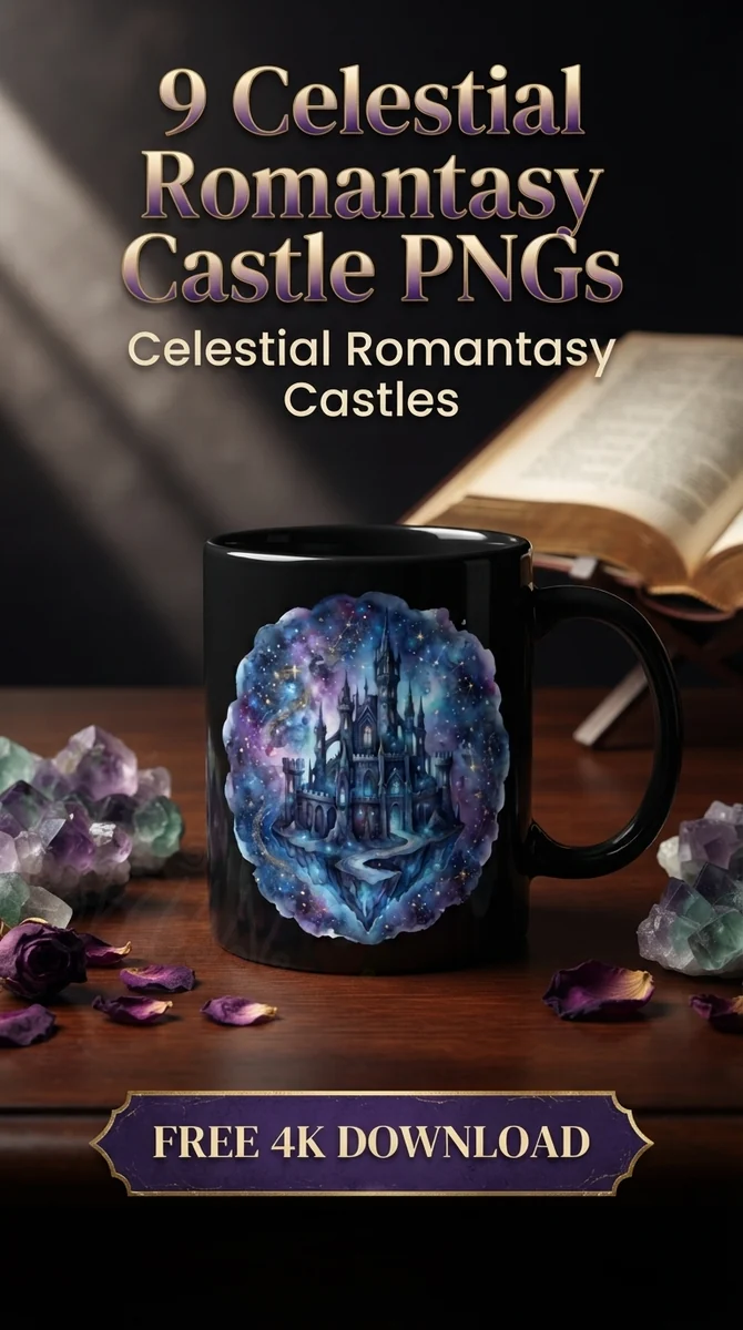 Free Floating Obsidian Castle PNG | Celestial Island Clipart — Celestial Romantasy | Fantasy Castle Clipart watercolor clipart
