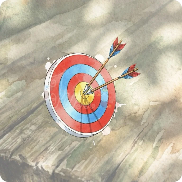 Free Gold Center Target PNG | Winning Bullseye Clipart — Watercolor Archery Clipart | Sports & Fantasy PNGs watercolor clipart