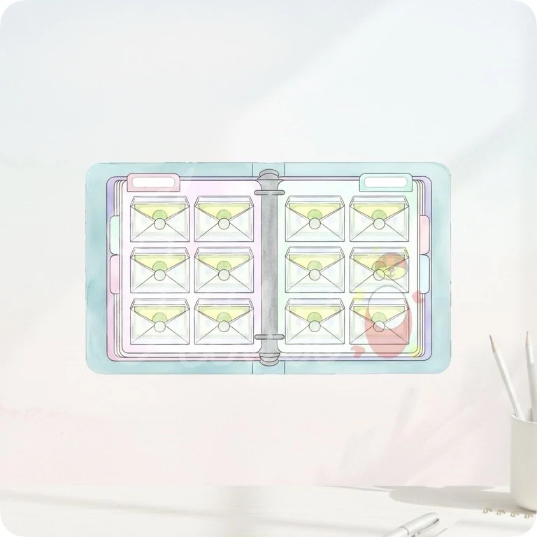Budget Binder Clipart PNG | Cash Organizer Art — Watercolor Budget Planner Clipart watercolor clipart