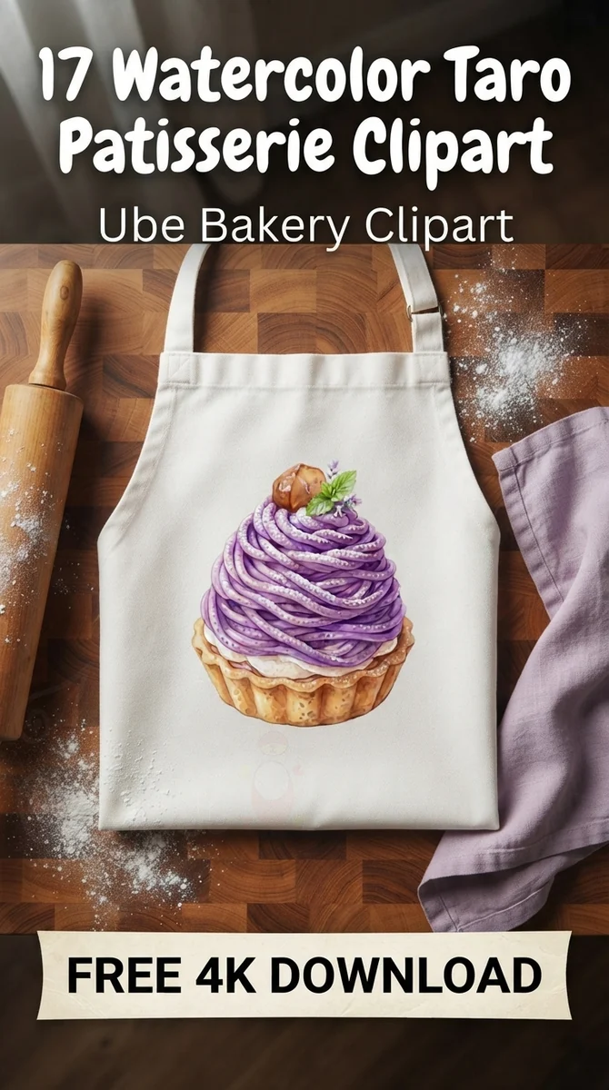 Free Taro Mont Blanc Clipart | Purple Pastry PNG Art β Taro Patisserie | Ube Dessert Clipart PNG watercolor clipart