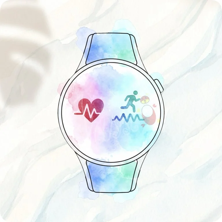 Fitness Smart Watch PNG | Heart Rate Monitor Clipart — Fitness Recovery Clipart | Wellness & Workout PNGs watercolor clipart