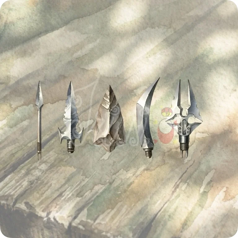 Free Broadhead Arrowheads PNG | Realistic Archery Clipart — Watercolor Archery Clipart | Sports & Fantasy PNGs watercolor clipart