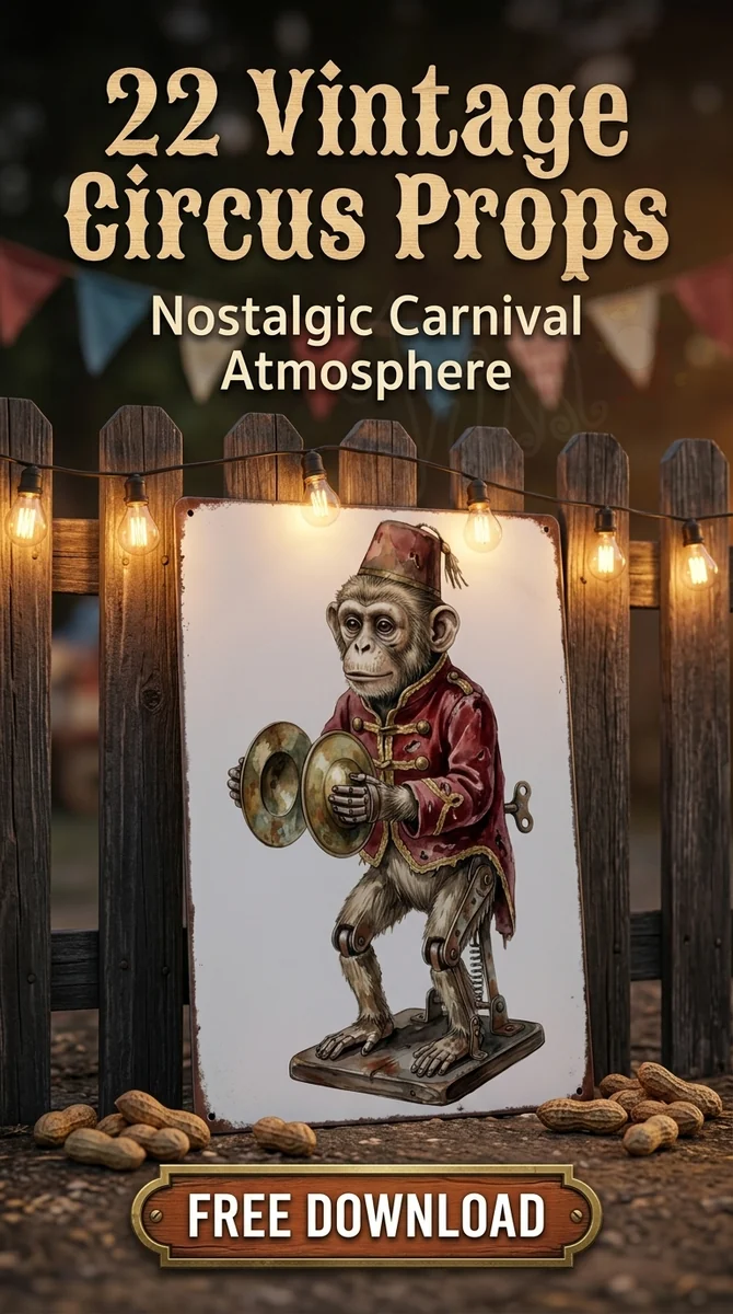 Free Eerie Vaudeville Monkey PNG | Antique Circus Toy — Vintage Circus | Dark Carnival Clipart watercolor clipart