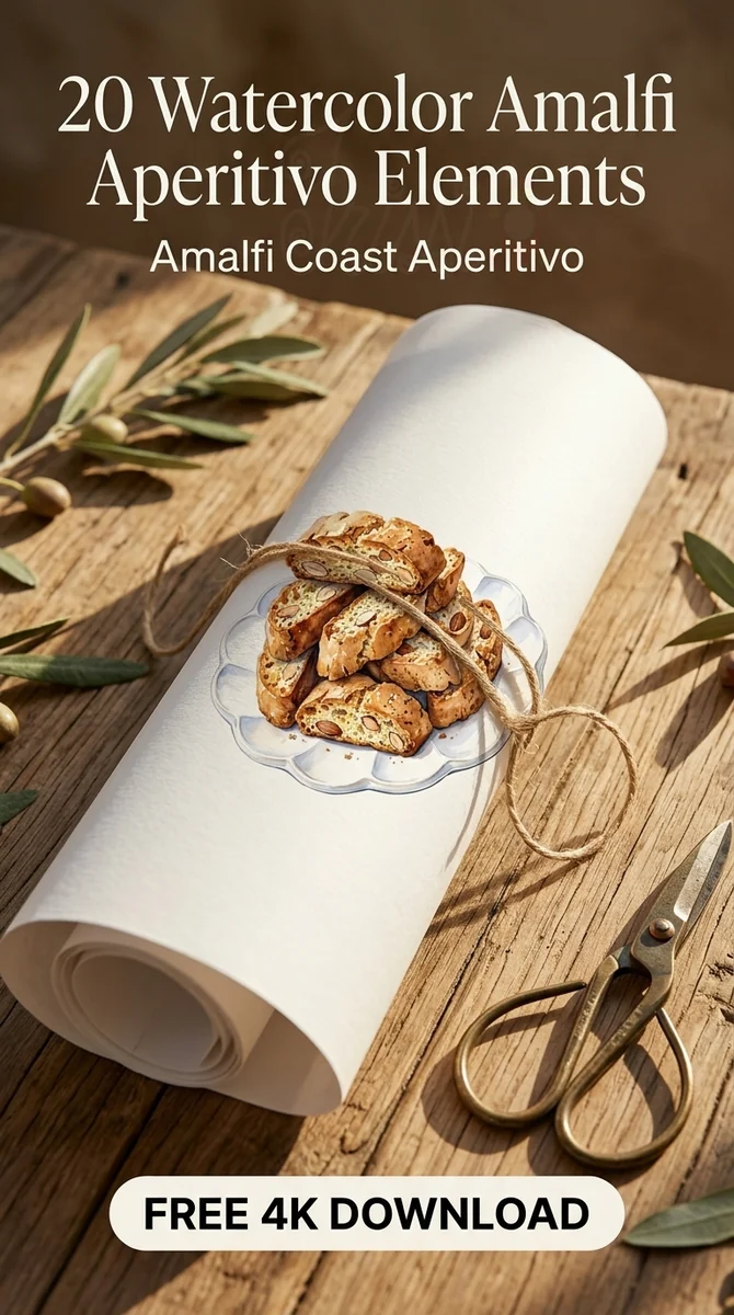 Free Cantuccini Biscotti PNG | Watercolor Italian Cookie Clipart — Amalfi Italian Summer | Watercolor Clipart PNG watercolor clipart