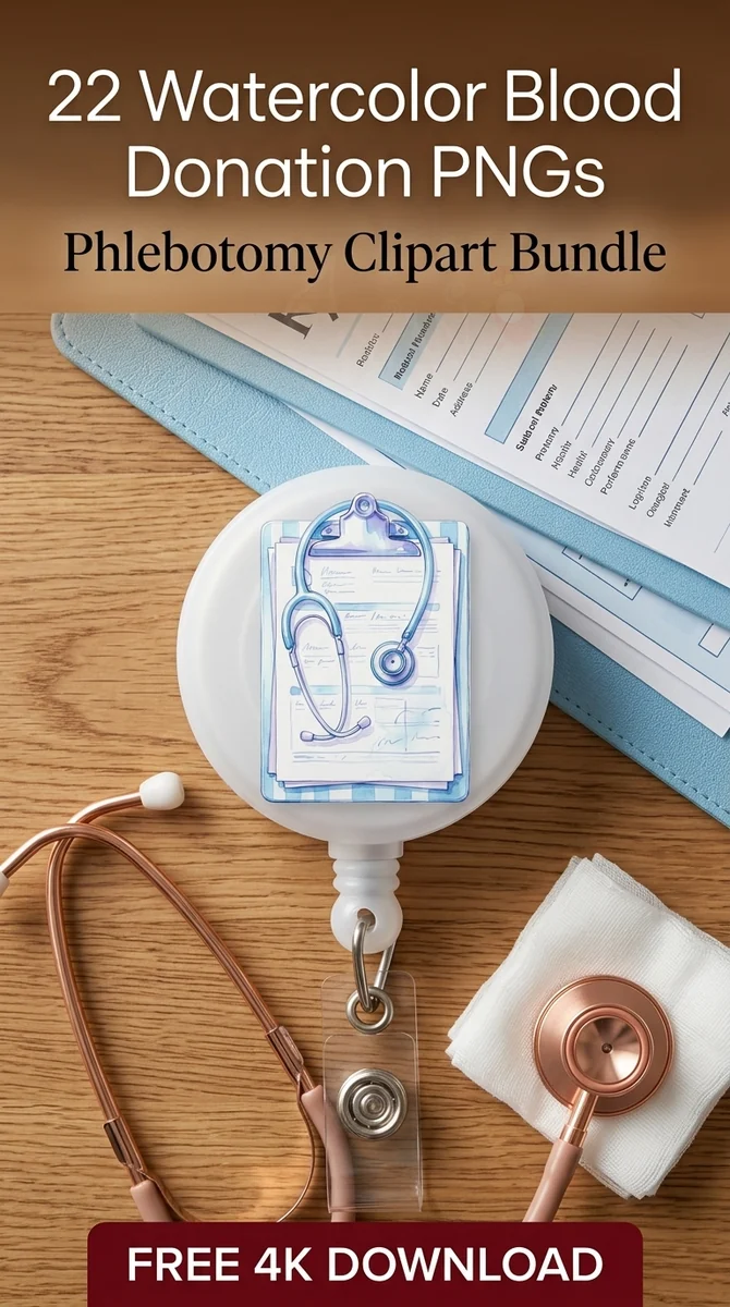 Free Medical Clipboard & Stethoscope PNG | Nurse Clipart — Watercolor Blood Donation | Medical Clipart watercolor clipart