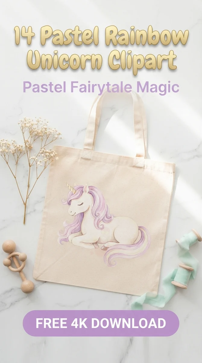 Free Resting Unicorn PNG | Pastel Lilac & Pink Clipart — Dreamy Pastel Unicorns | Nursery & Party Clipart watercolor clipart