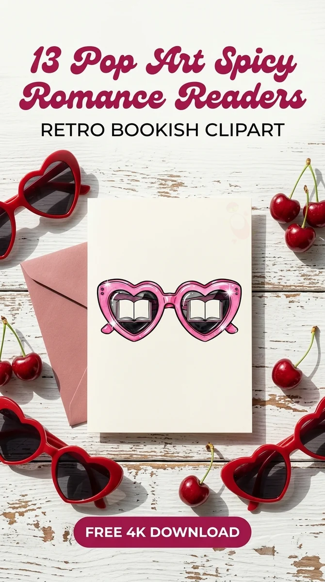 Free Pink Heart Sunglasses PNG | Open Book Lenses Clipart β Spicy Romance Reader Clipart PNG watercolor clipart