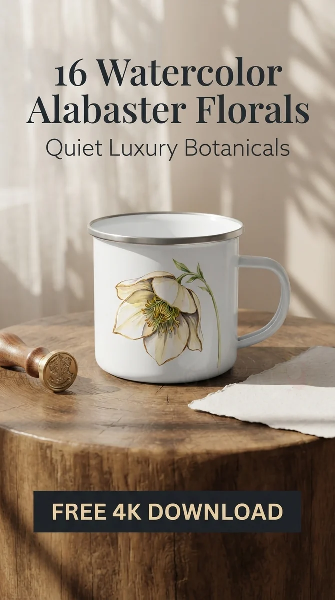 Free Cream Hellebore PNG | Alabaster White Flower Clipart — Quiet Luxury | White Gold Floral Clipart watercolor clipart