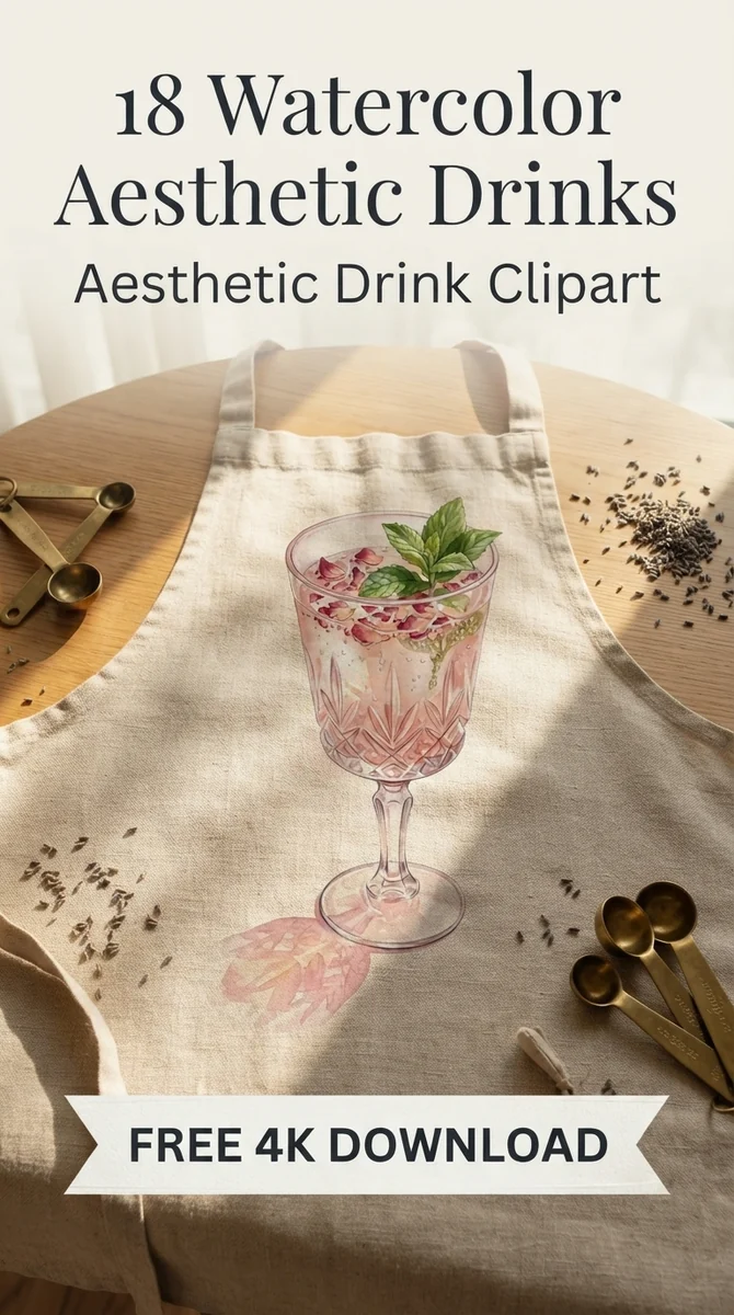 Free Botanical Pink Spritz PNG | Cocktail Glass Clipart — Home Cafe Aesthetic | Watercolor Drink Clipart watercolor clipart