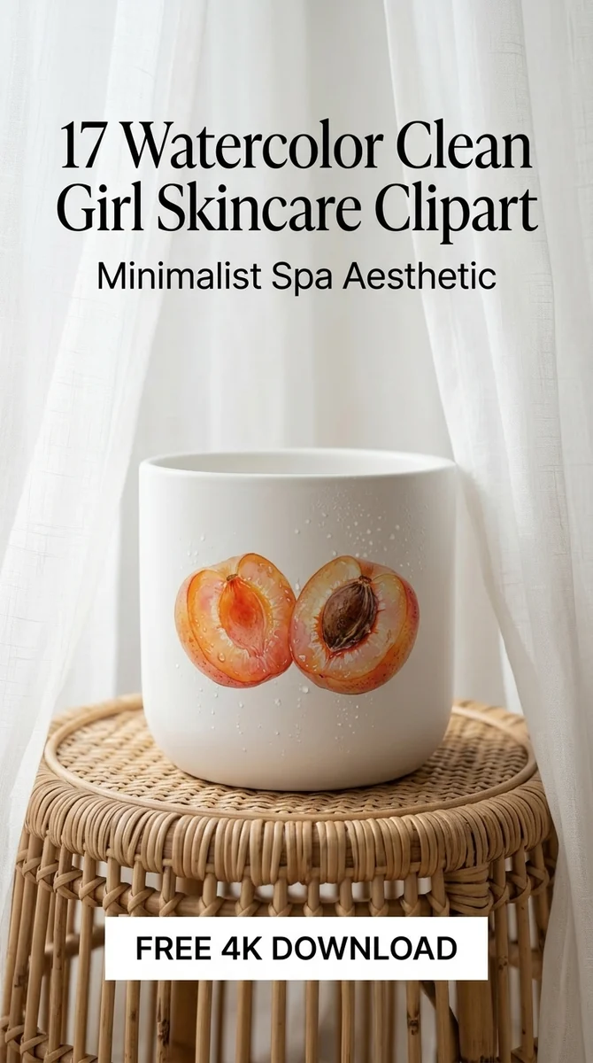 Free Vitamin C Peach Clipart | Watercolor Skincare Graphic PNG β Clean Girl Skincare | Spa Aesthetic Clipart PNG watercolor clipart