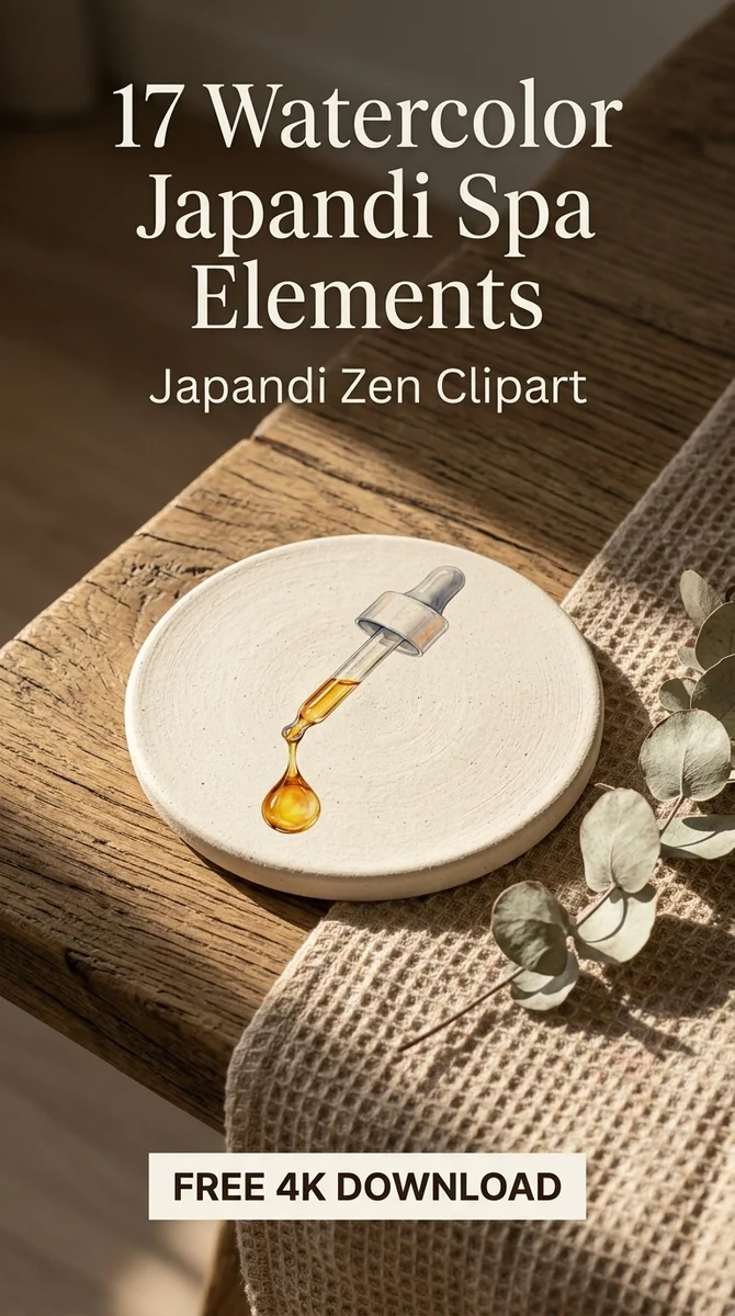 Free Essential Oil Pipette PNG | Dropper Bottle Clipart — Japandi Spa Decor | Zen Clipart PNG watercolor clipart