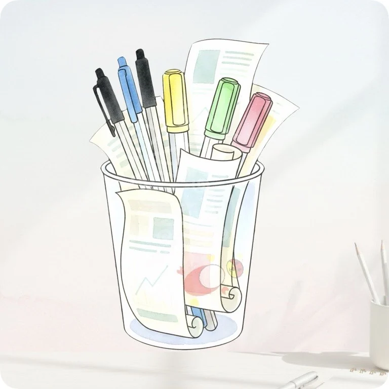 Budgeting Pen Cup PNG | Planner Stationery Clipart — Watercolor Budget Planner Clipart watercolor clipart