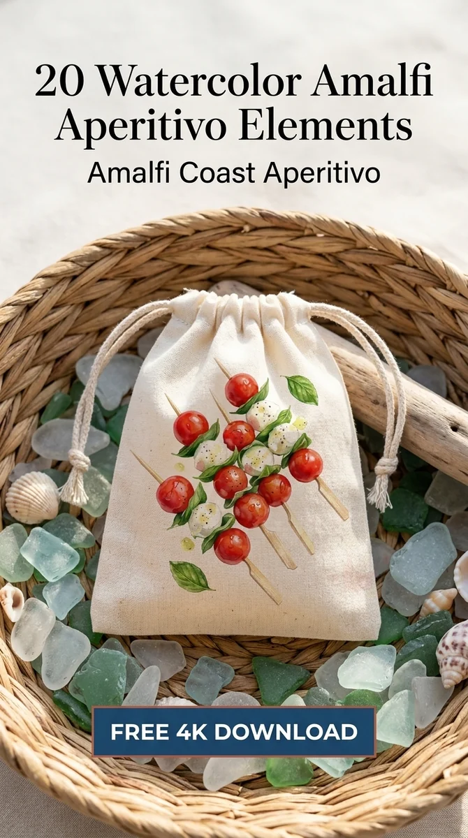 Free Caprese Skewers PNG | Watercolor Italian Appetizer Clipart — Amalfi Italian Summer | Watercolor Clipart PNG watercolor clipart