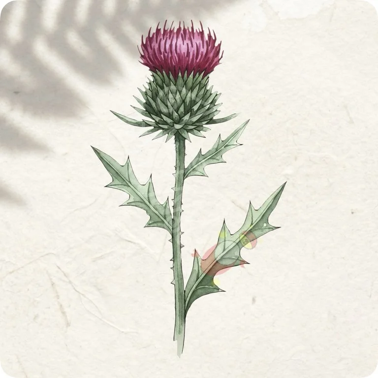 Free Vibrant Magenta Thistle PNG | Scottish Botanical Illustration — Scottish Botanical Clipart | Thistle & Heather PNG watercolor clipart