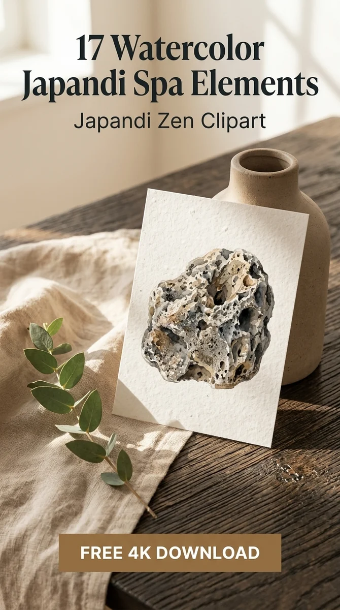 Free Pumice Stone PNG | Japandi Spa Clipart — Japandi Spa Decor | Zen Clipart PNG watercolor clipart