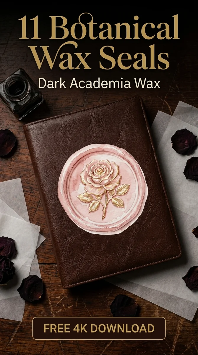 Free Embossed Rose Wax Seal PNG | Gold Floral Clipart — Dark Academia | Botanical Wax Seals watercolor clipart