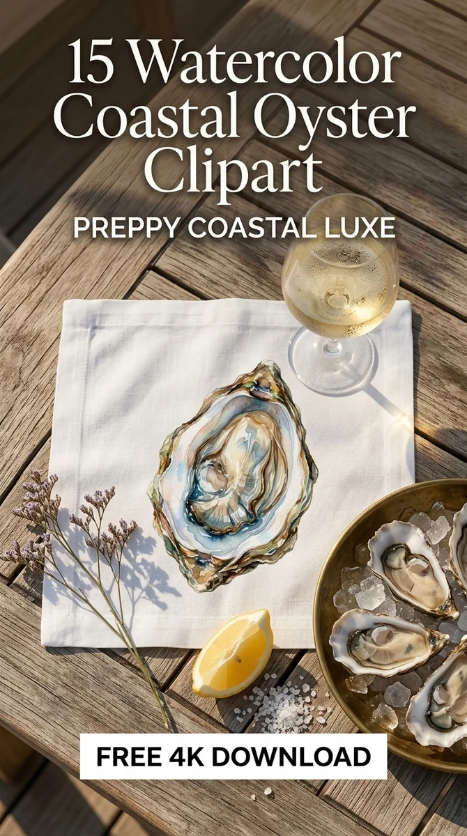 Free Shucked Oyster PNG | Preppy Coastal Grandmother Clipart — Preppy Coastal | Coastal Grandmother Clipart PNG watercolor clipart
