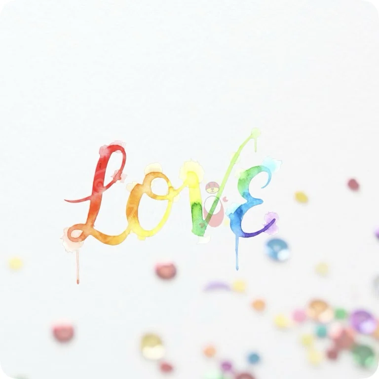 Free Rainbow "Love" Lettering PNG | Watercolor Pride Word Art — Rainbow Pride Clipart | LGBTQ+ Watercolor PNGs watercolor clipart
