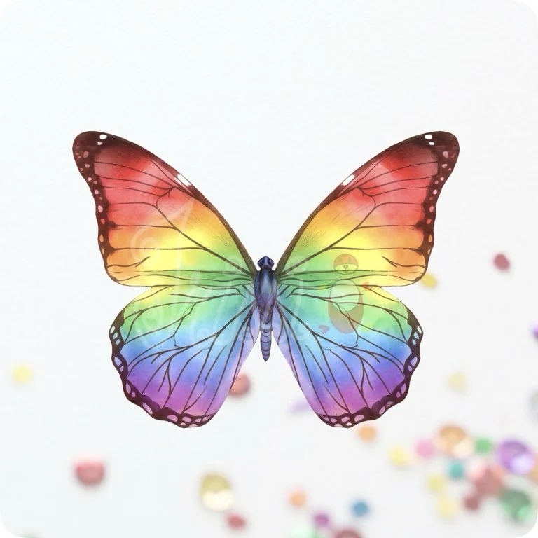 Free Rainbow Butterfly Watercolor PNG | LGBTQ Transformation Art — Rainbow Pride Clipart | LGBTQ+ Watercolor PNGs watercolor clipart