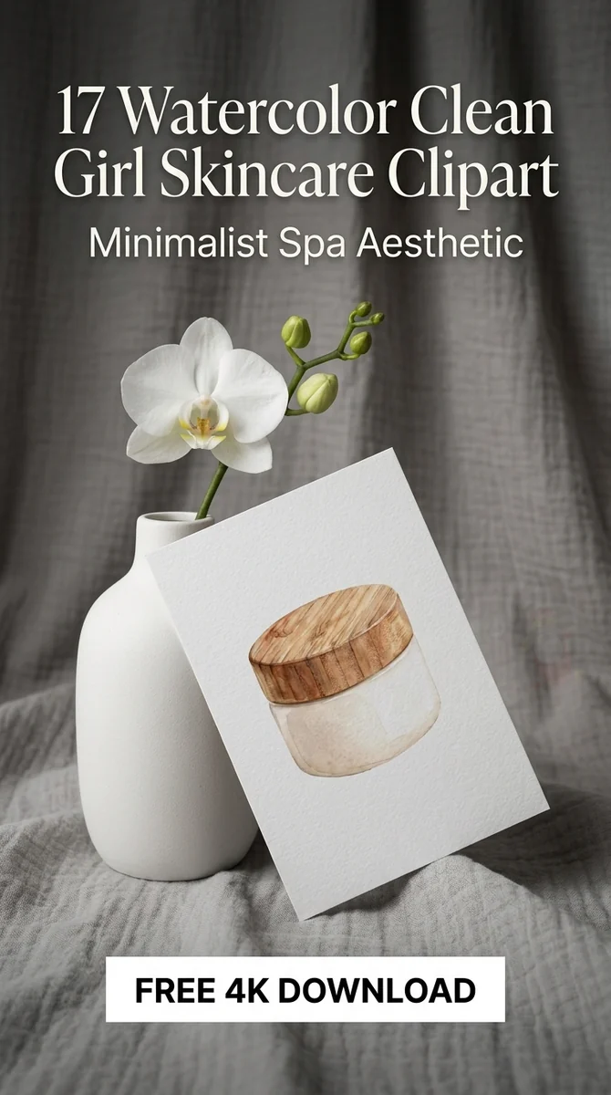 Free Bamboo Cosmetic Jar PNG | Natural Skincare Container Clipart — Clean Girl Skincare | Spa Aesthetic Clipart PNG watercolor clipart