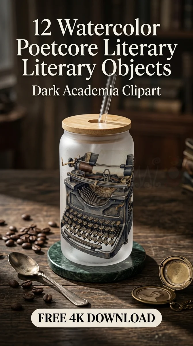 Free Antique Typewriter PNG | Poetcore Writer Clipart — Dark Academia | Poetcore Literary Clipart watercolor clipart