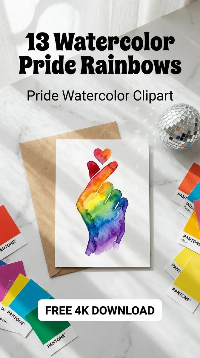 Free Kpop Finger Heart PNG | Rainbow Pride Clipart — LGBTQ Pride Watercolor Clipart watercolor clipart