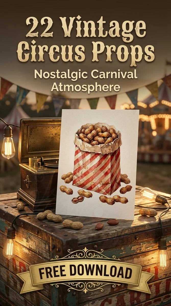 Free Roasted Peanuts Bag PNG | Retro Carnival Snack Art β Vintage Circus | Dark Carnival Clipart watercolor clipart