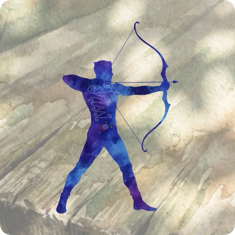 Free Full Draw Archer PNG | Watercolor Sports Silhouette — Watercolor Archery Clipart | Sports & Fantasy PNGs watercolor clipart
