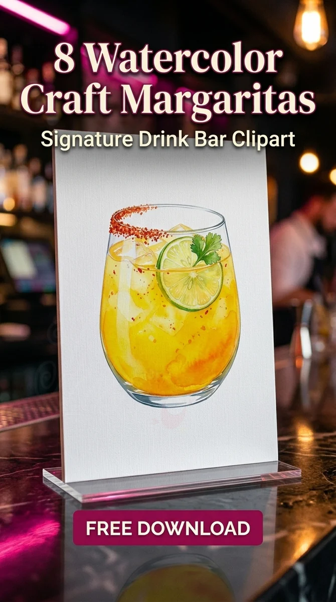Free Mango Margarita PNG | Watercolor Fiesta Drink Art — Watercolor Craft Cocktails Signature Drink Clipart watercolor clipart