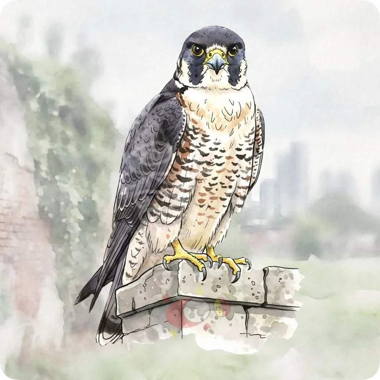 Free Majestic Falcon PNG | Realistic Urban Wildlife Watercolor Clipart — Urban Wildlife Watercolor Clipart City Animal PNG watercolor clipart