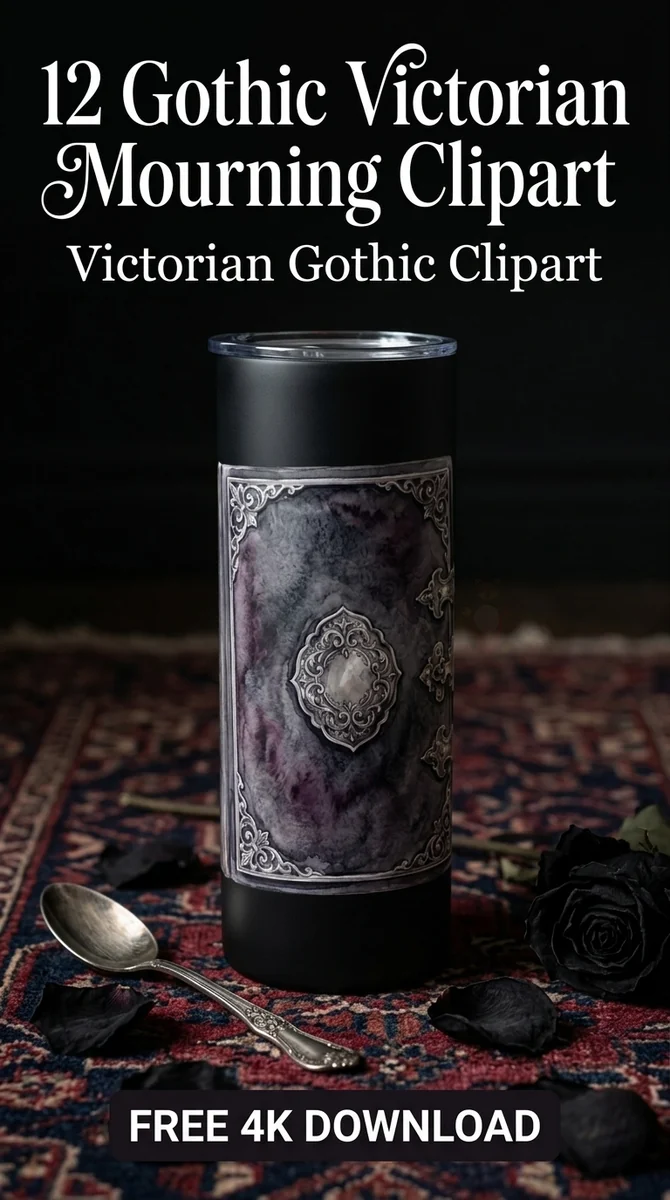Free Velvet Album Book PNG | Gothic Victorian Silver Clipart — Gothic Victorian Mourning Dark Whimsigoth Clipart watercolor clipart