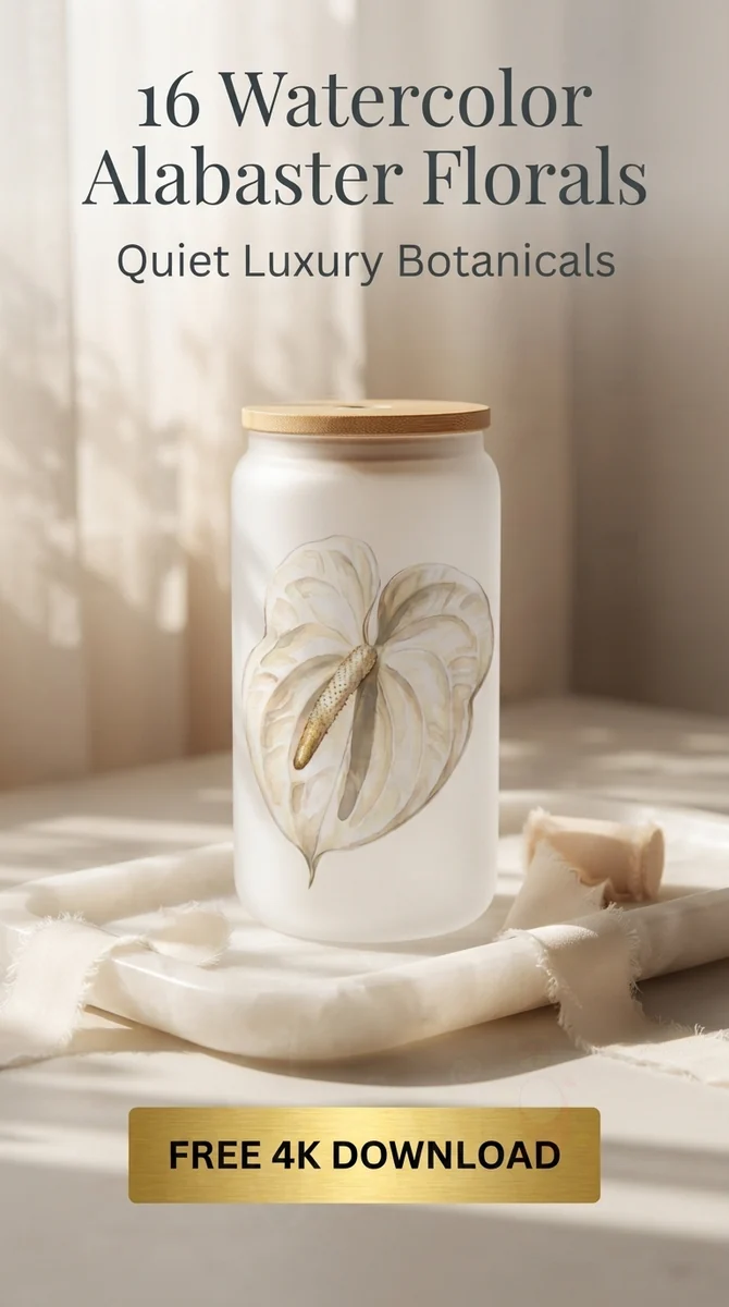 Free White Anthurium PNG | Tropical Alabaster Clipart — Quiet Luxury | White Gold Floral Clipart watercolor clipart