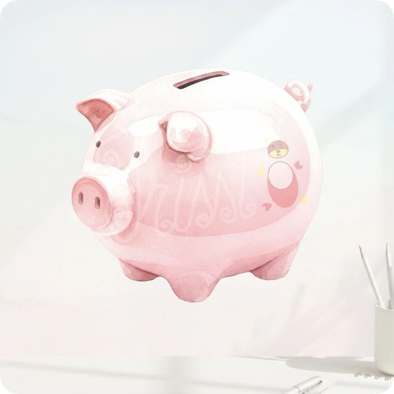 Classic Watercolor Piggy Bank PNG | Savings Clipart — Watercolor Budget Planner Clipart watercolor clipart