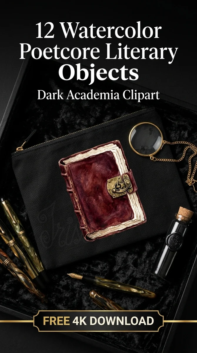 Free Brass Clasp Journal PNG | Old World Book Clipart — Dark Academia | Poetcore Literary Clipart watercolor clipart