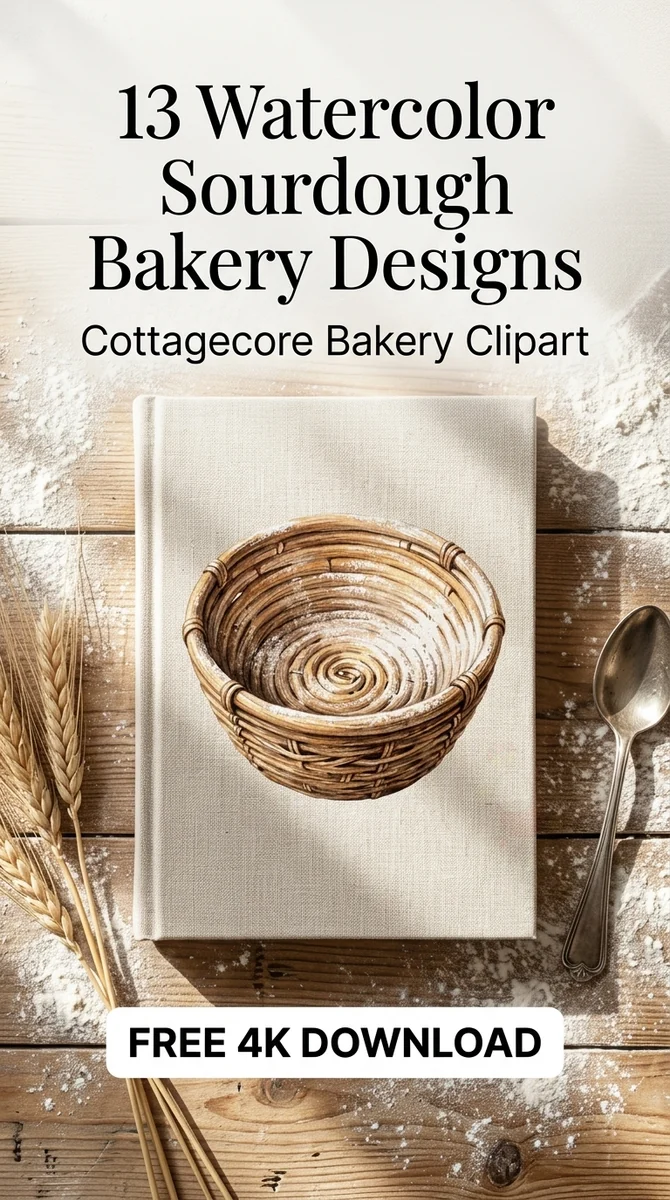 Free Banneton Basket Clipart | Watercolor Sourdough PNG — Sourdough Clipart | Cottagecore Bakery PNG watercolor clipart