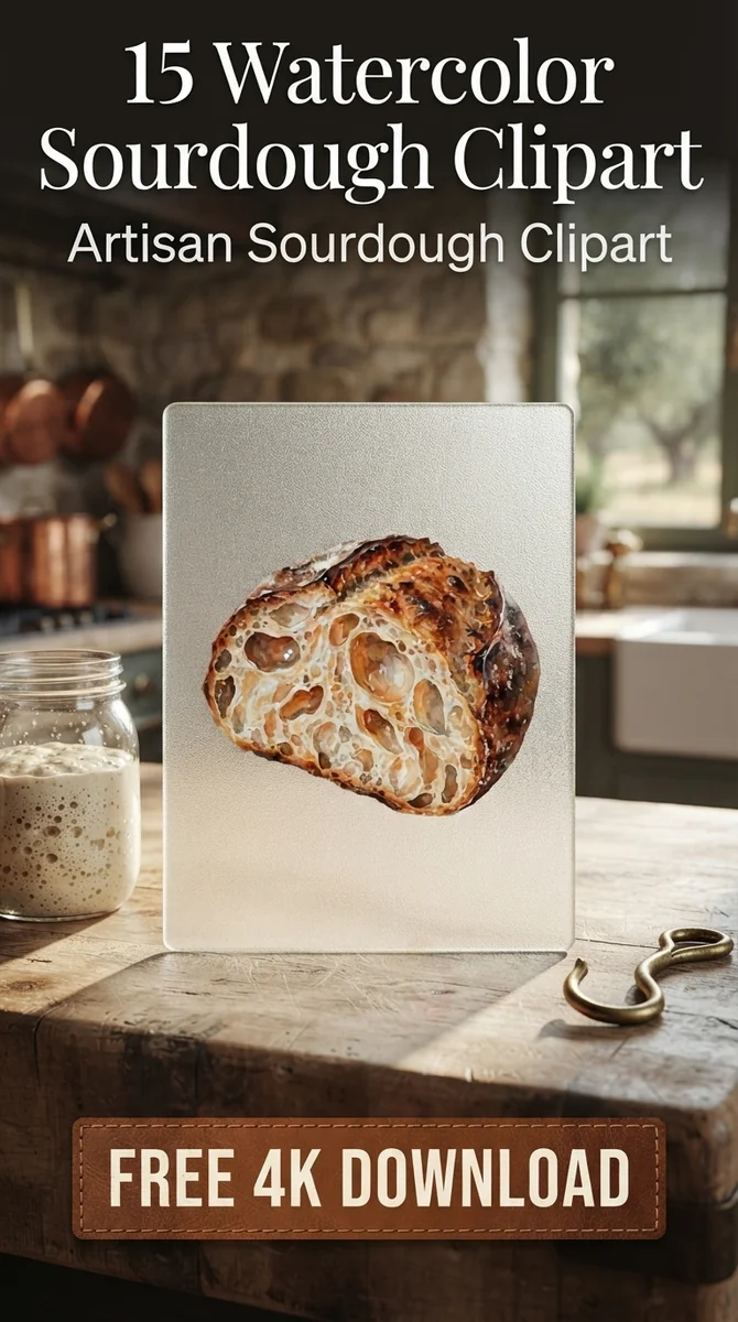 Free Sourdough Bread Slice PNG | Crusty Open Crumb Clipart — Sourdough Baking | Artisan Bread Clipart watercolor clipart